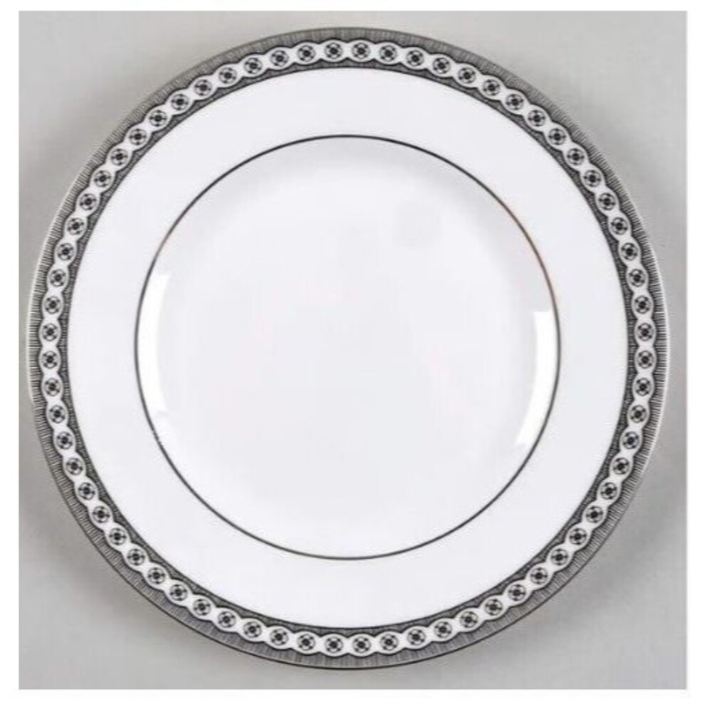 Wedgwood Contrasts Bone China Dinner Plate Black White Border Set of 4 England